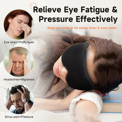Relieve eye fatigue when you wear the eye mask while sleeping. Good for people with headaches, eye strain and sinus pain. 