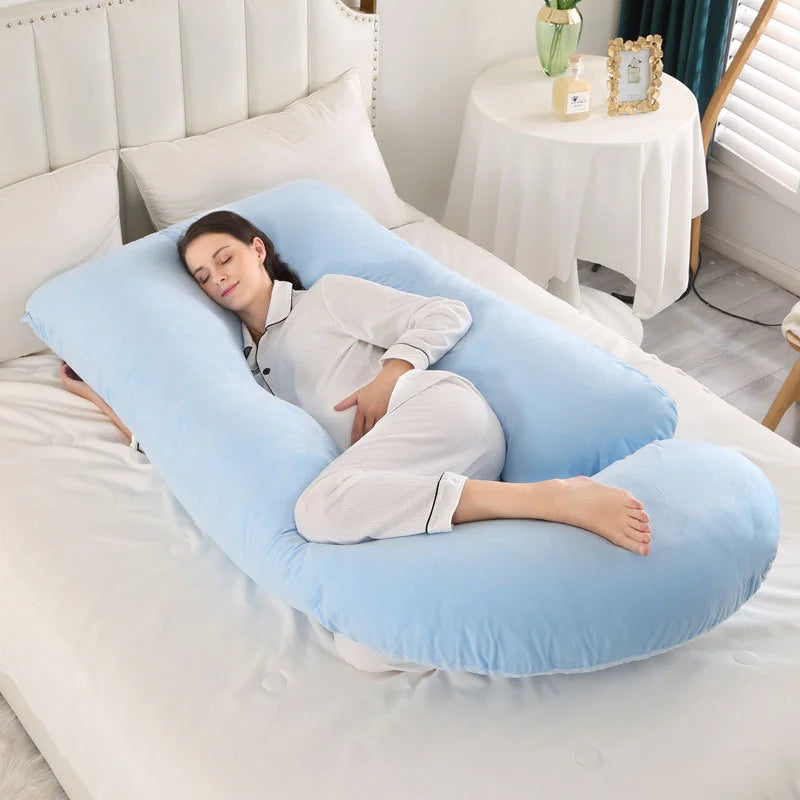 J-shaped Pregnancy Pillow Soft Velvet (13 colours)