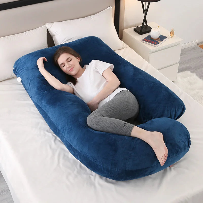 J-shaped Pregnancy Pillow Soft Velvet (13 colours)