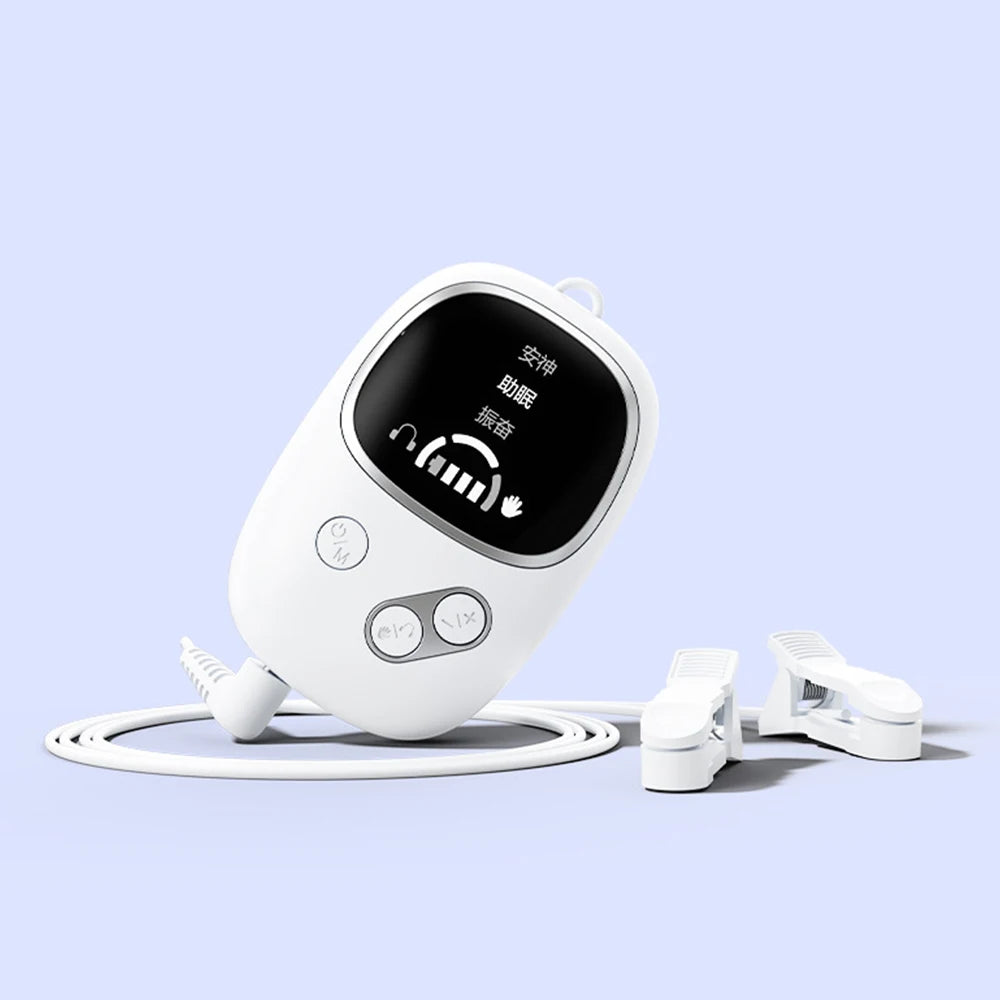Use the Cranial Electrotherapy Stimulation (CES) sleep aid if you have difficulty falling asleep. White model.