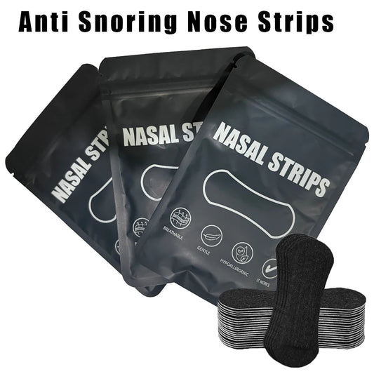 Anti snoring nose strips with packaging on a white background