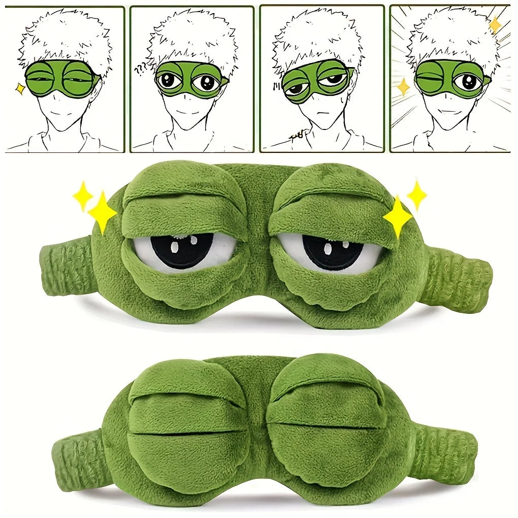 Green eye mask with cartoon character design.