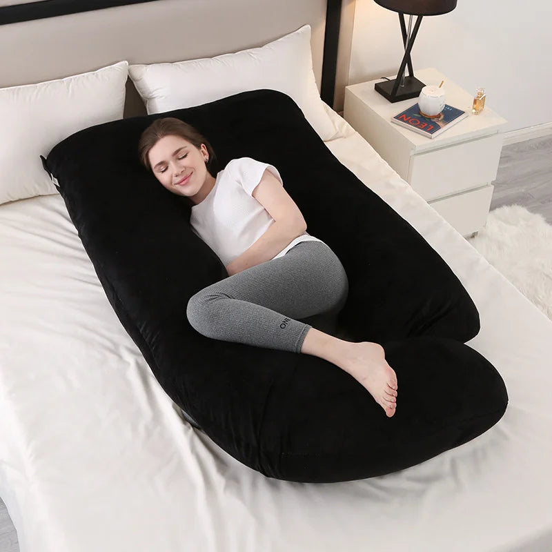 J-shaped Pregnancy Pillow Soft Velvet (13 colours)