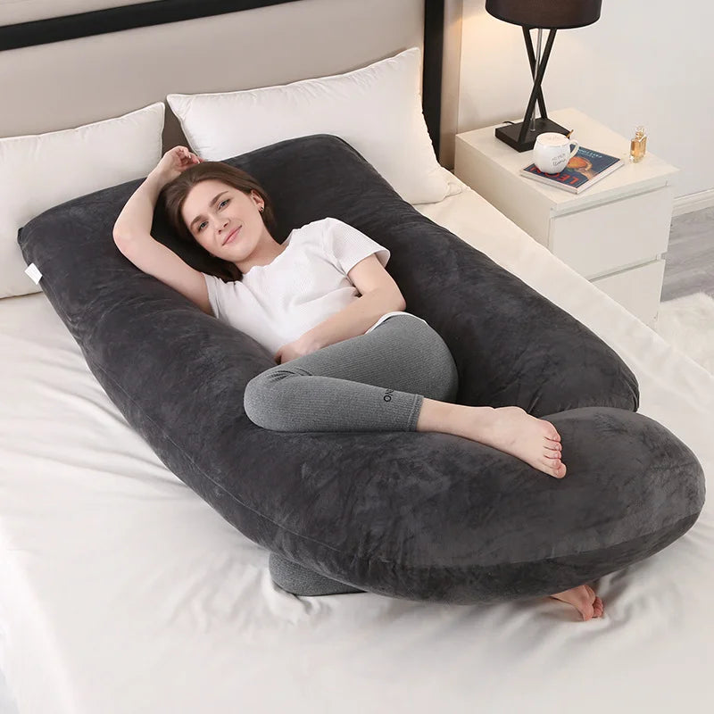 J-shaped Pregnancy Pillow Soft Velvet (13 colours)