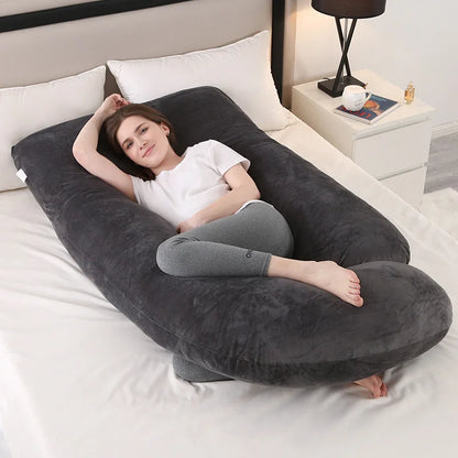 J-shaped Sleeping Pregnancy Pillow Soft Velvet (13 colours)