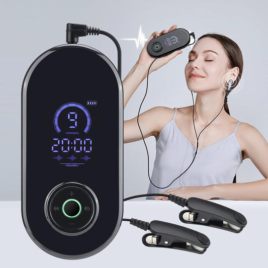 Cranial Electrotherapy Stimulation (CES) devices using micro-currents three modes and nine levels improve sleep quality, reduce anxiety, reduce stress, improve insomnia