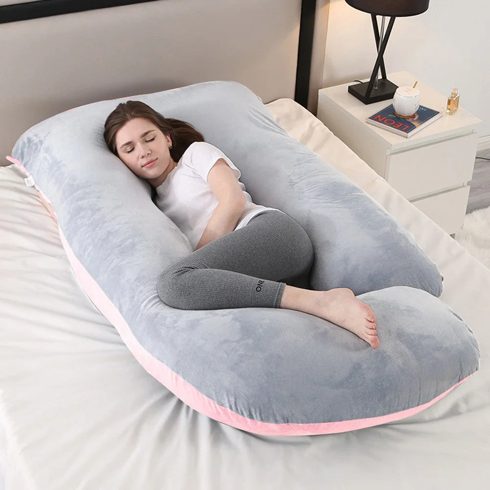J-shaped Pregnancy Pillow Soft Velvet (13 colours)