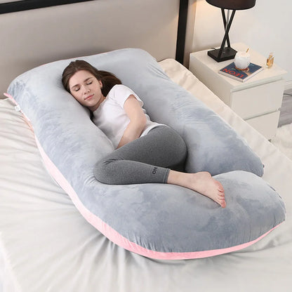 J-shaped Sleeping Pregnancy Pillow Soft Velvet (13 colours)