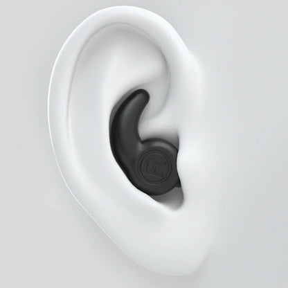 Black earbud fit snugly in the ear.