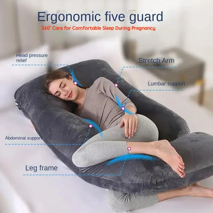 J-shaped Sleeping Pregnancy Pillow Soft Velvet (13 colours)