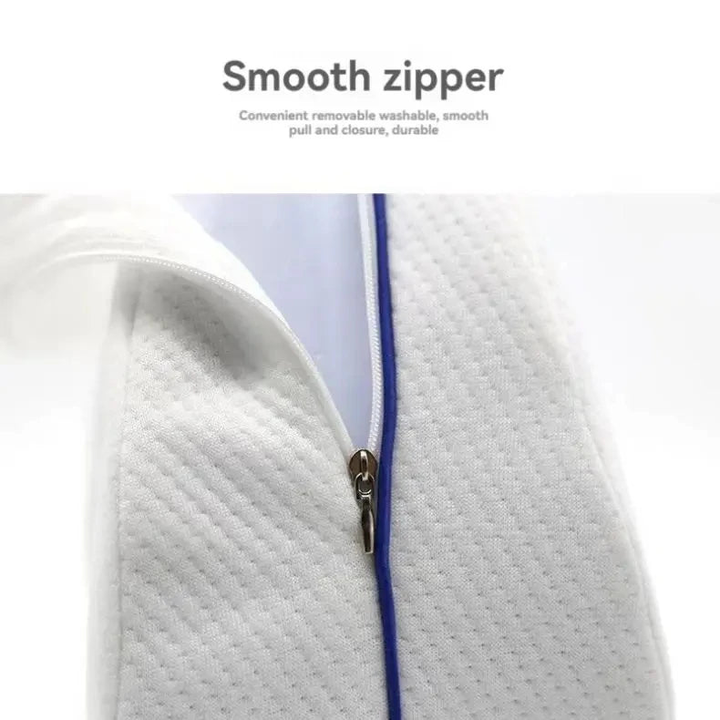 Close up view of the leg pillow premium zipper is being used. 