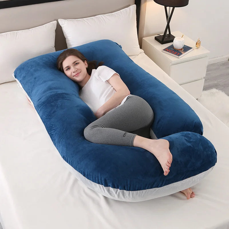 J-shaped Pregnancy Pillow Soft Velvet (13 colours)