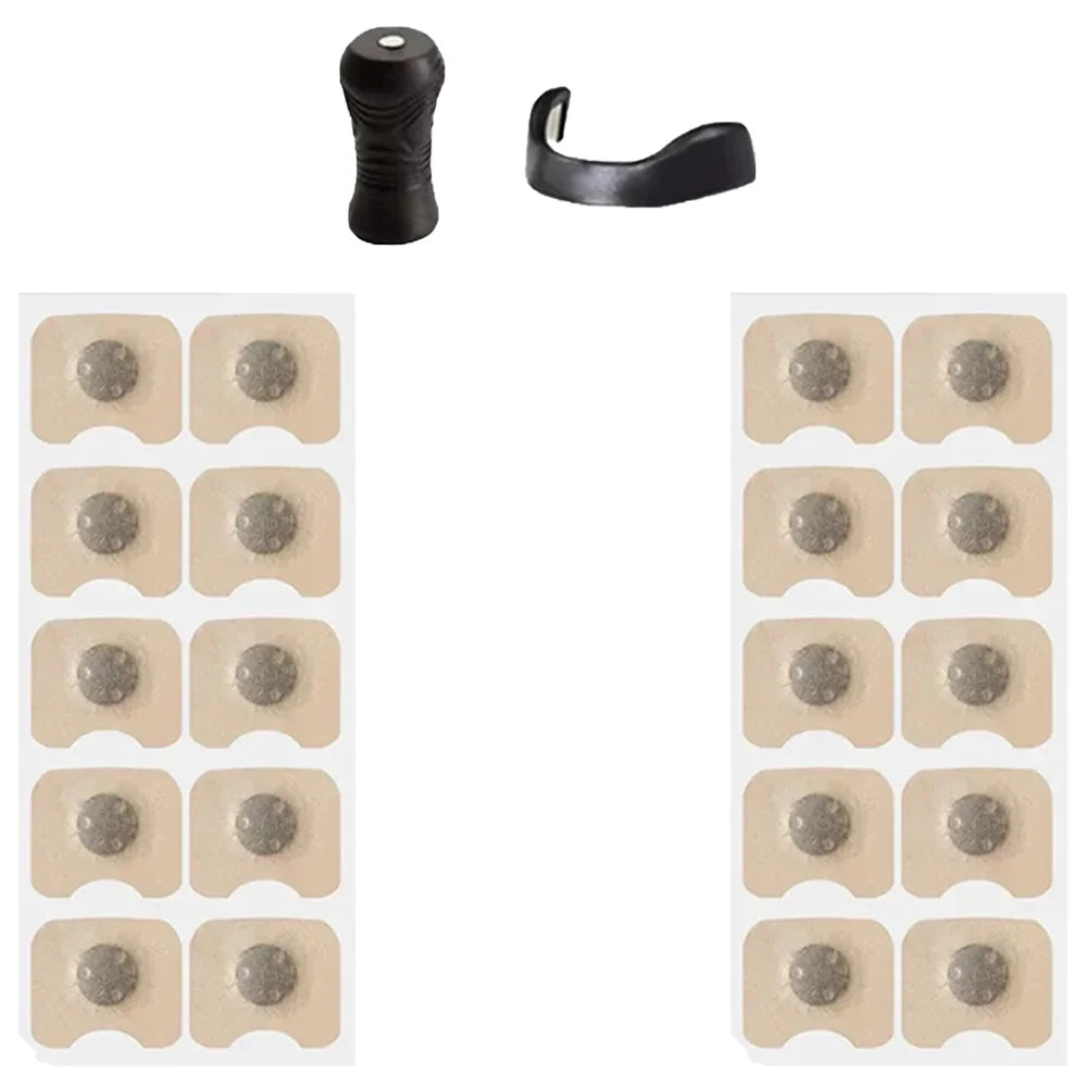 Packaging of nasal dilator patches with black applicators on a white background