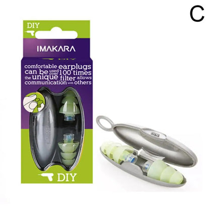 Green IMAKARA noise cancelling earplugs with carrying case.