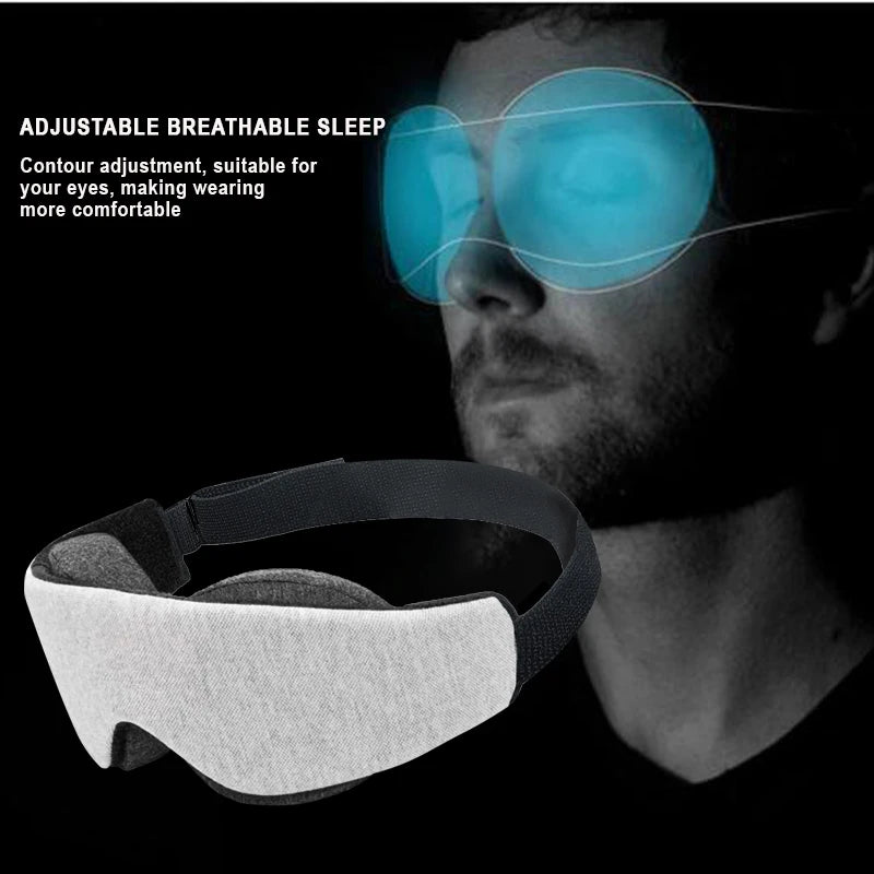 Sleep mask with adjustable straps and two contoured eye cups for comfort wearing.