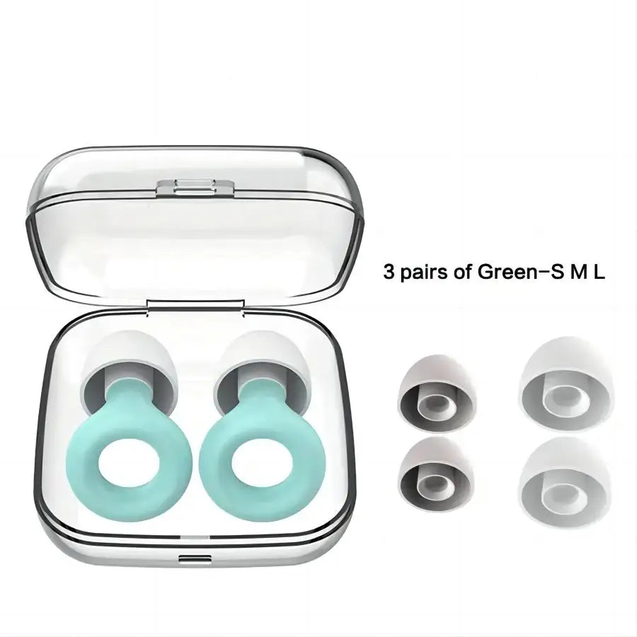 Green earbud cases with small additional earbuds on a white background