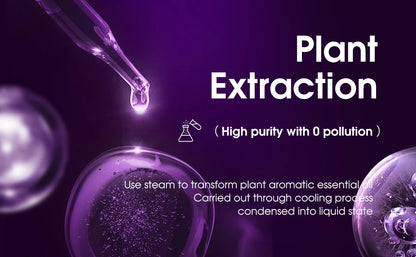Advertisement for plant extraction with dropper and bubbles on a dark background