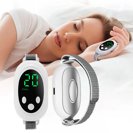 Use the Cranial Electrotherapy Stimulation (CES) sleep aid wrist bands if you have difficulty falling asleep. White model.
