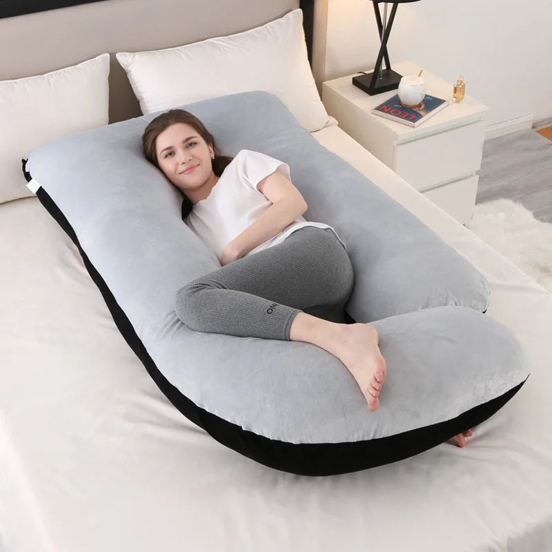J-shaped Pregnancy Pillow Soft Velvet (13 colours)