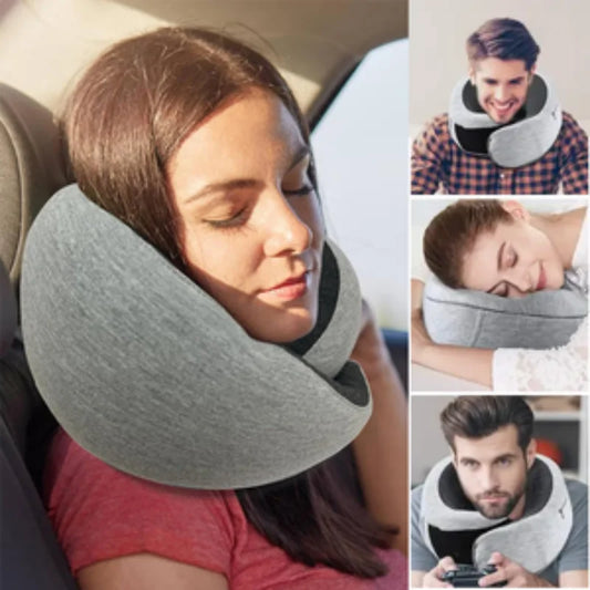 Travel neck U-shaped pillow use by people while travelling.