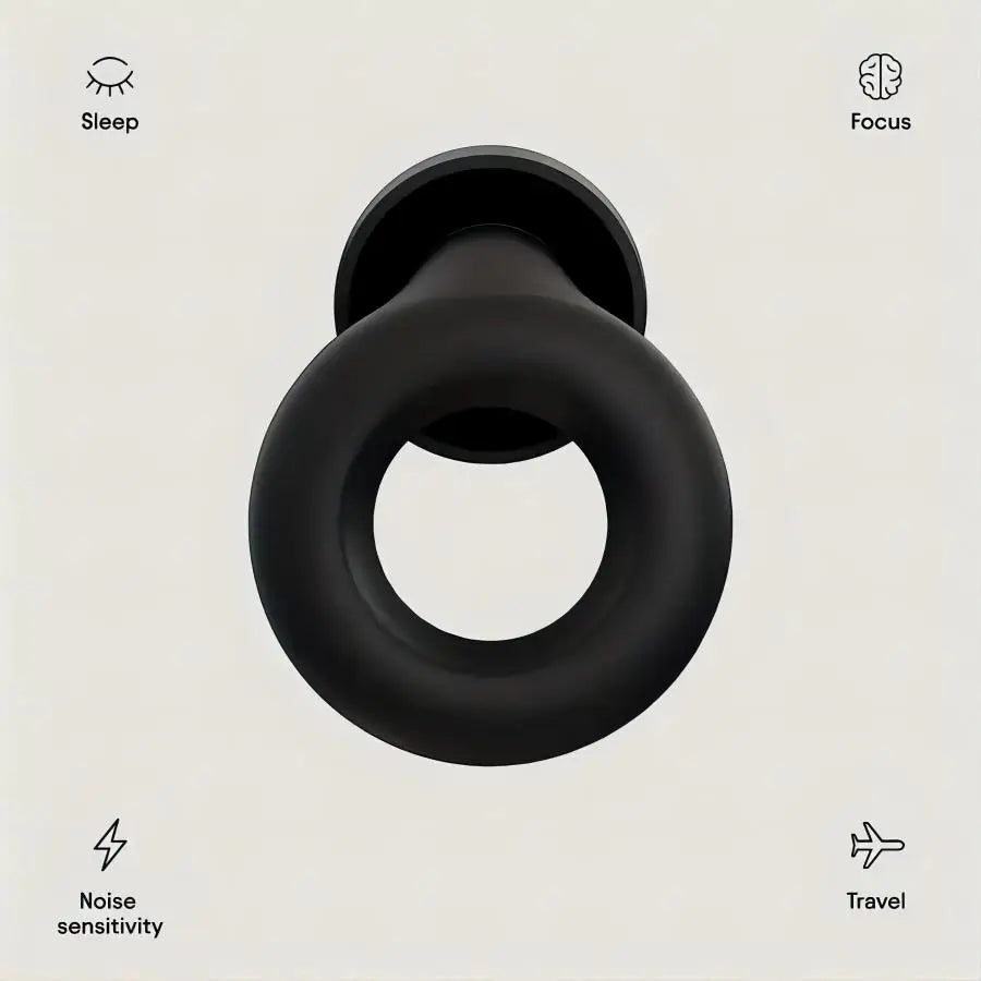 Black noise reduction earbuds.